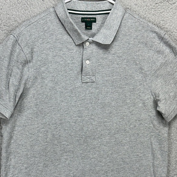 J Crew Oarsman Mens Polo Shirt Large Gray Short Sleeve Rugby Casual 100% Cotton